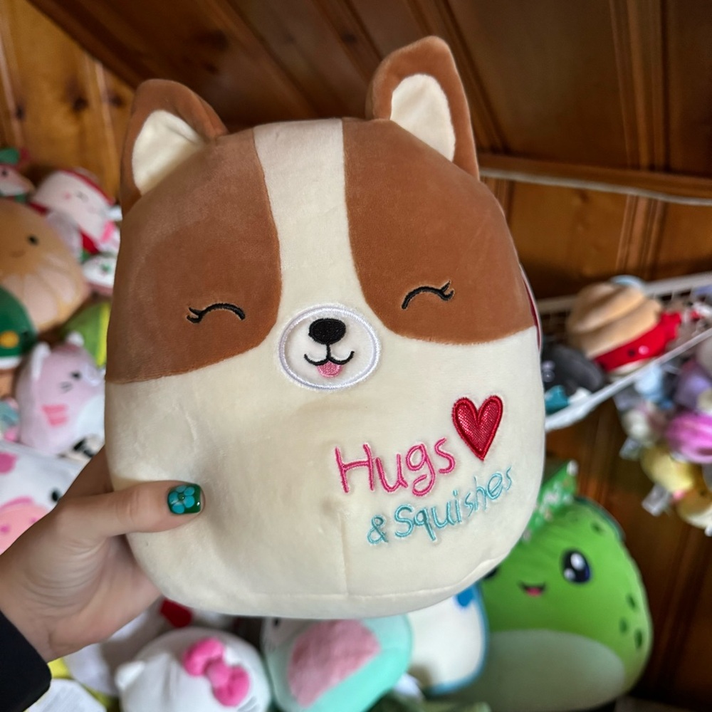 Regina the Corgi 8” Squishmallow Plush “Hugs & Squishes” Heart